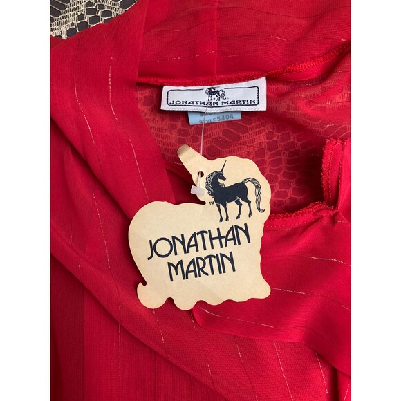 Jonathan Martin Vintage 70s Sheer Red Pin Stripe Blouse Retro Size Small Medium - Picture 5 of 11